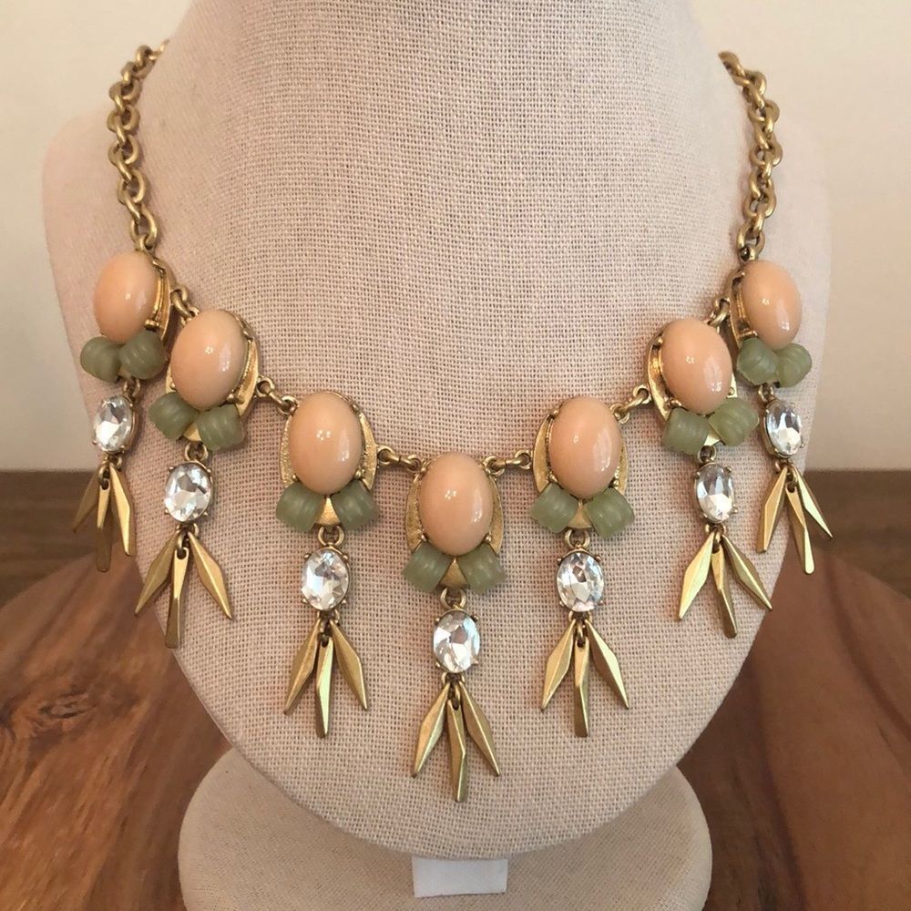 J.Crew | Peach Cabochon Statement Necklace | 18.5” Adjustable